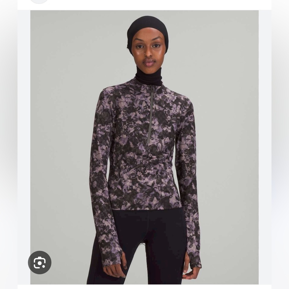 Lululemon Luxtreme Floral Half Zip, Grey/Purple, size 6 - Picture 1 of 6